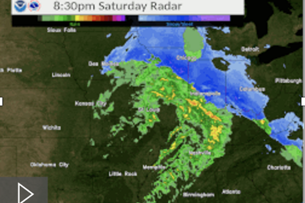 Jan 30-31 2021 Chicago snowstorm radar. NOAA/NWS.